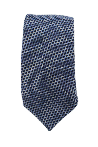 Peter Elliot Mens Woven Print Classic Width Necktie Blue Wool
