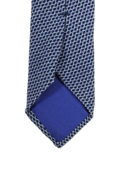 Peter Elliot Mens Woven Print Classic Width Necktie Blue Wool