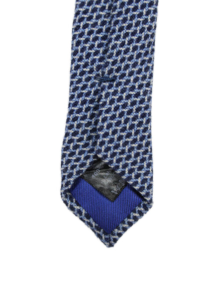 Peter Elliot Mens Woven Print Classic Width Necktie Blue Wool