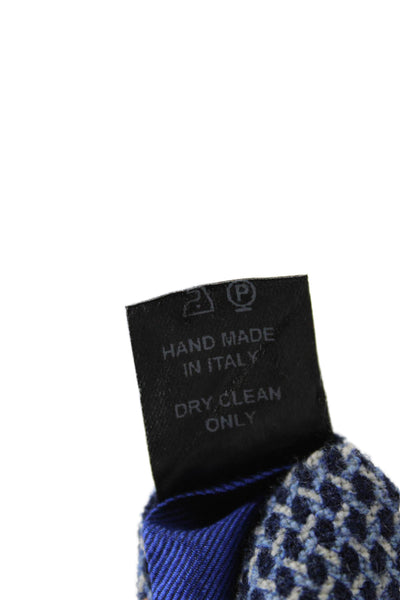 Peter Elliot Mens Woven Print Classic Width Necktie Blue Wool
