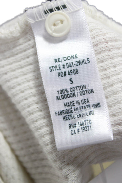 Re/Done Women Ivory Henley Cotton Long Sleeve T-Shirt Size S
