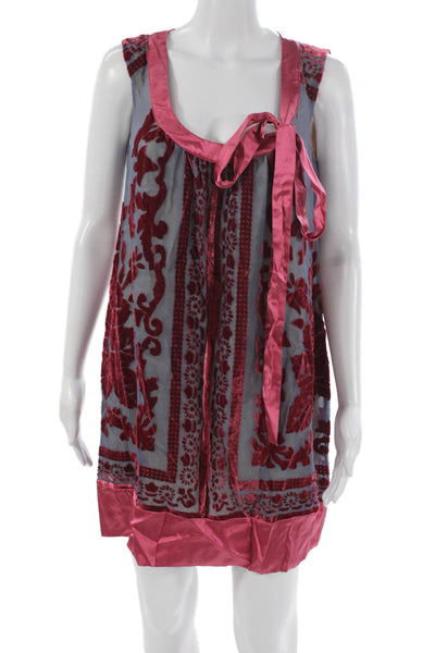 Hale Bob Womens Shift Dress Multicolor Silk Scoop Neck Sleeveless Size S