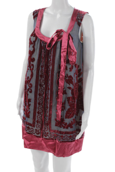 Hale Bob Womens Shift Dress Multicolor Silk Scoop Neck Sleeveless Size S