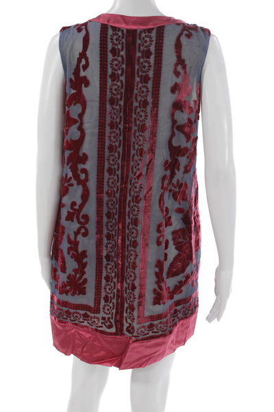 Hale Bob Womens Shift Dress Multicolor Silk Scoop Neck Sleeveless Size S