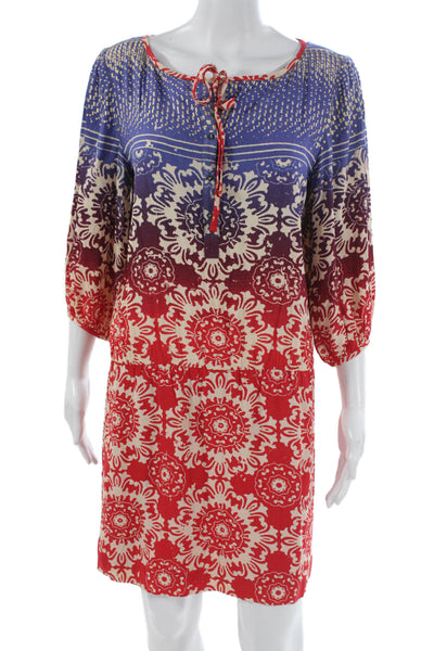 Nicole Miller Women Blouson Dress Multicolor Floral 3/4 Sleeve Size S