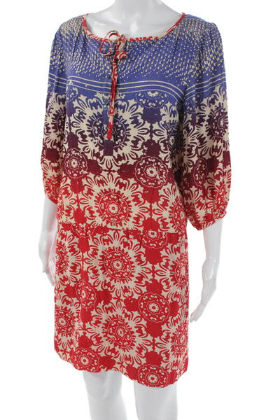 Nicole Miller Women Blouson Dress Multicolor Floral 3/4 Sleeve Size S