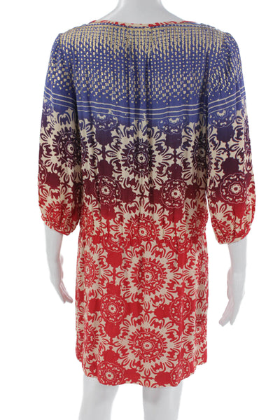 Nicole Miller Women Blouson Dress Multicolor Floral 3/4 Sleeve Size S
