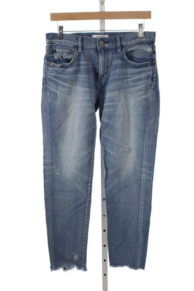 Moussy Womens Cropped Blue Jeans Cotton Blend Mid Rise Size 28