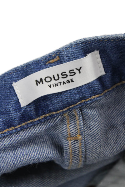 Moussy Womens Cropped Blue Jeans Cotton Blend Mid Rise Size 28