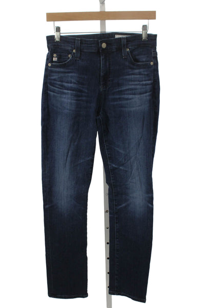 AG Adriano Goldschmied Womens Straight Jeans Blue High Rise Cotton Size 27