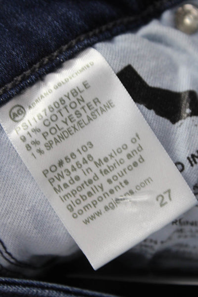 AG Adriano Goldschmied Womens Straight Jeans Blue High Rise Cotton Size 27