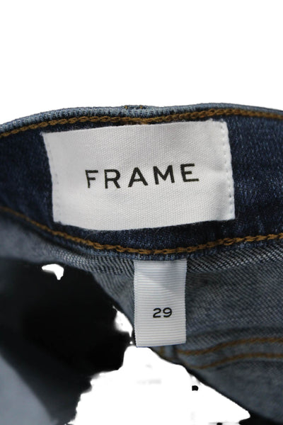Frame Womens Skinny Jeans Blue Cotton Blend Mid Rise Button Size 29