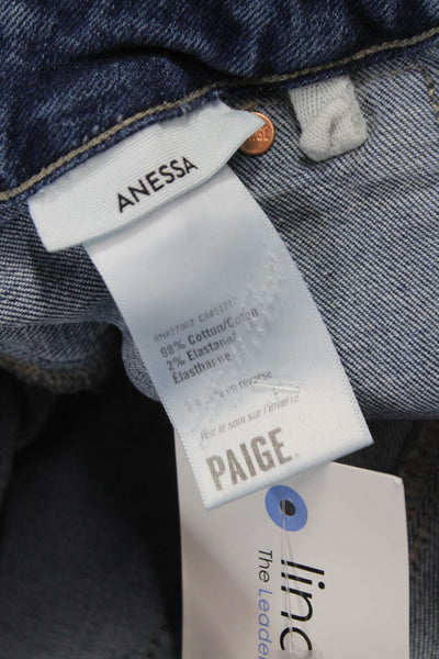 Paige Women Wide Leg Jeans Blue High Rise Cotton Blend Size 30