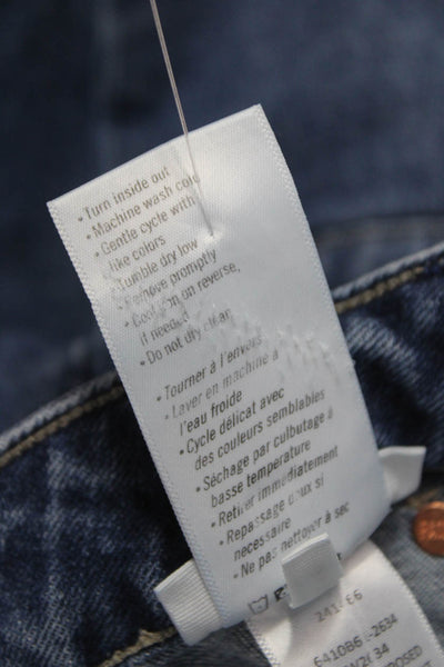 Paige Women Wide Leg Jeans Blue High Rise Cotton Blend Size 30