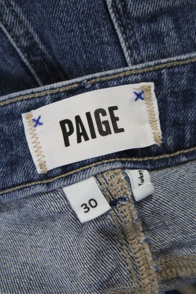 Paige Women Wide Leg Jeans Blue High Rise Cotton Blend Size 30