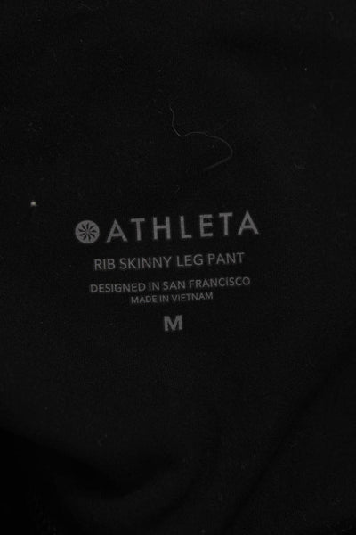 Athleta Women Ankle Leggings Black Nylon Lycra Solid Size M