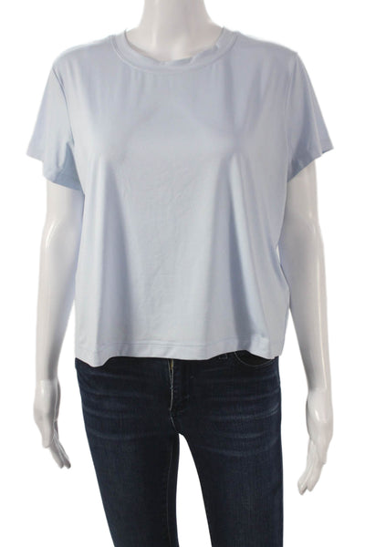 SPANX® Womens Blue Basic T-Shirt Crew Neck Short Sleeve Polyester Size M