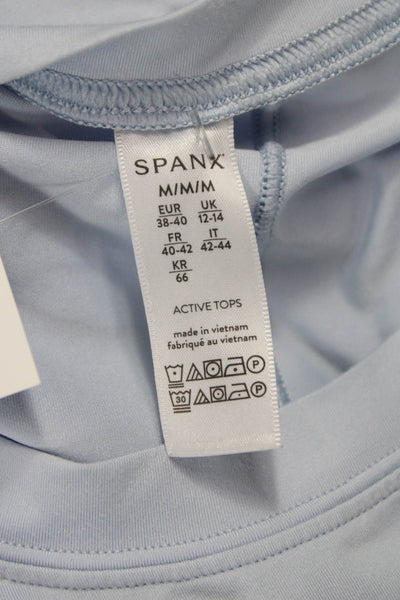 SPANX® Womens Blue Basic T-Shirt Crew Neck Short Sleeve Polyester Size M