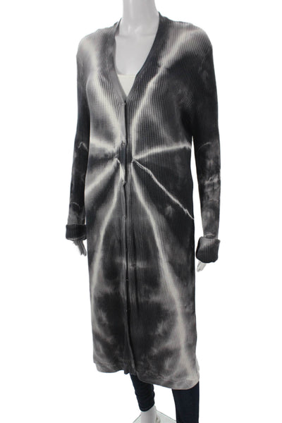 Red Haute Women Multicolor Geometric Tie-Dye V-Neck Long Sleeve Cardigan Size L