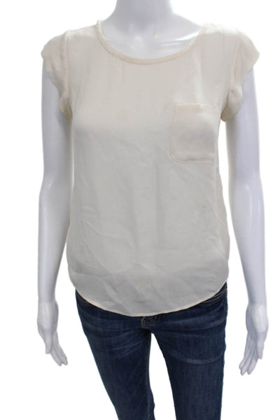 Joie Women Ivory Sleeveless Basic Silk Blouse Size 2XS