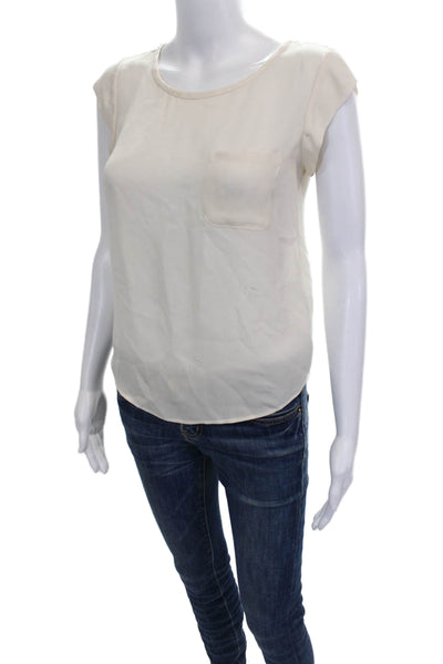 Joie Women Ivory Sleeveless Basic Silk Blouse Size 2XS