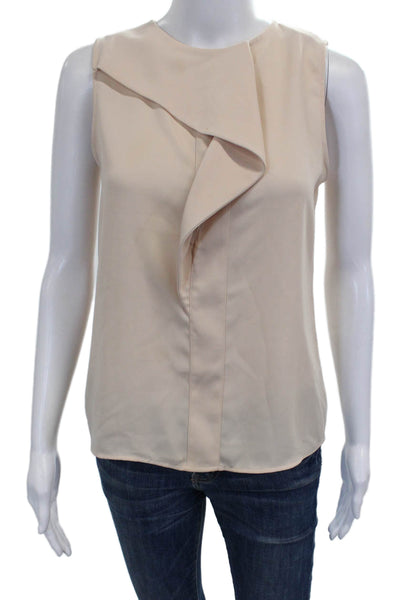 Zara Basic Women Beige Sleeveless Round Neck Blouse Size XS