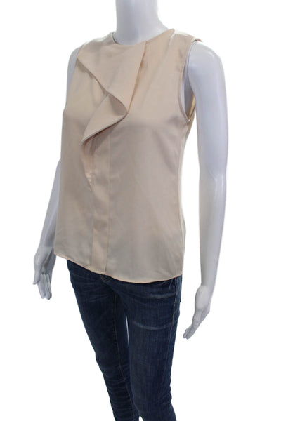Zara Basic Women Beige Sleeveless Round Neck Blouse Size XS