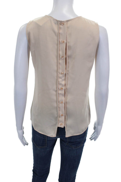 Zara Basic Women Beige Sleeveless Round Neck Blouse Size XS
