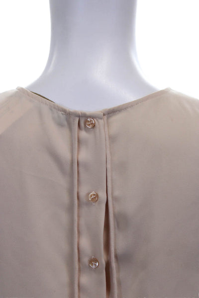 Zara Basic Women Beige Sleeveless Round Neck Blouse Size XS