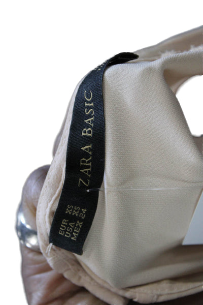 Zara Basic Women Beige Sleeveless Round Neck Blouse Size XS