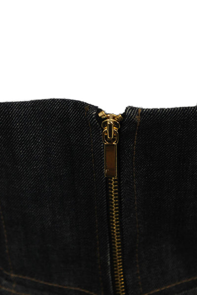 Zara Women Blue Denim Sweetheart Neckline Sleeveless Basic Blouse Size S