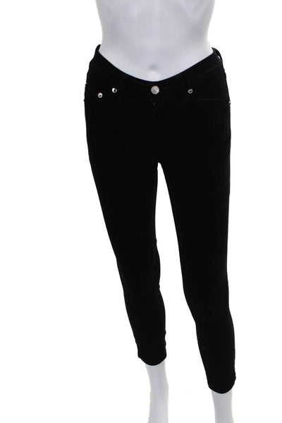 Rag & Bone Womens Skinny Jeans Black Cotton Blend Button Inseam 27 Size 24