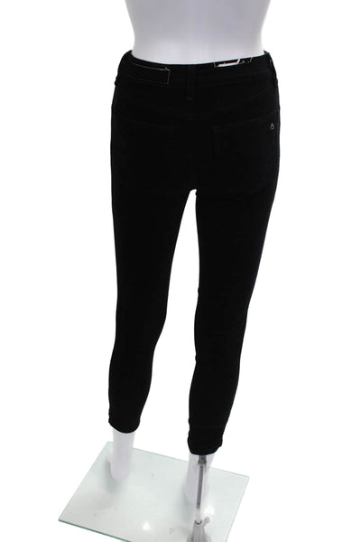 Rag & Bone Womens Skinny Jeans Black Cotton Blend Button Inseam 27 Size 24