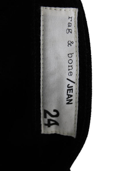 Rag & Bone Womens Skinny Jeans Black Cotton Blend Button Inseam 27 Size 24