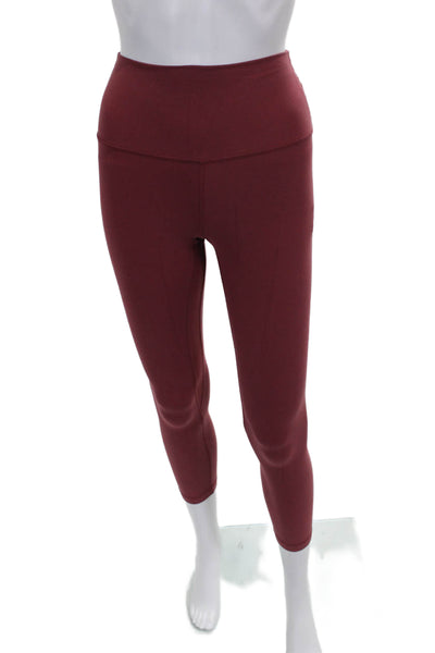 Lululemon Womens Cropped Red Polyester Blend Solid Leggings Size S