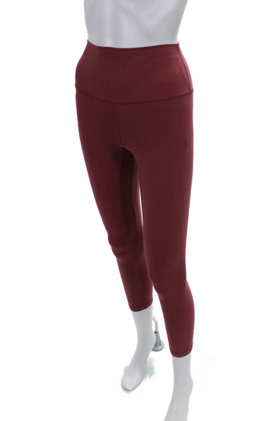 Lululemon Womens Cropped Red Polyester Blend Solid Leggings Size S