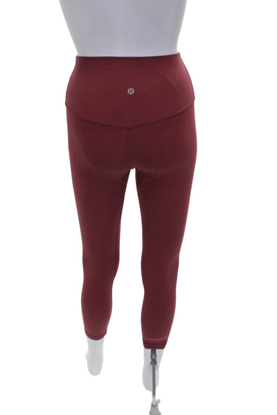 Lululemon Womens Cropped Red Polyester Blend Solid Leggings Size S