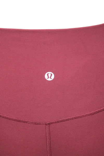 Lululemon Womens Cropped Red Polyester Blend Solid Leggings Size S