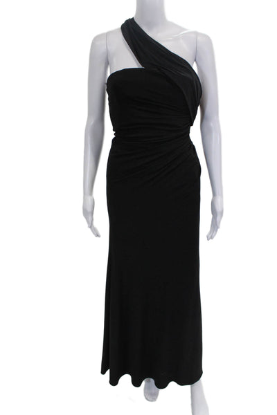 Rachel Zoe Womens Maxi One Shoulder Black Dress Sleeveless Polyester Zip Size 0