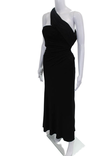 Rachel Zoe Womens Maxi One Shoulder Black Dress Sleeveless Polyester Zip Size 0