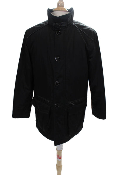 Armani Collezioni Mens Rain Coat Black Polyester Buckle Size 40