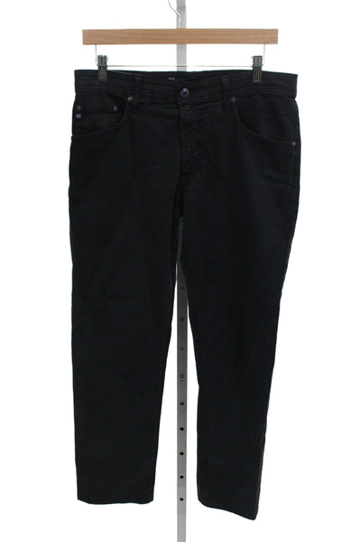 AG Adriano Goldschmied Mens Straight Jeans Black Button Cotton Blend Size 32
