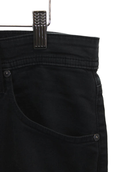 AG Adriano Goldschmied Mens Straight Jeans Black Button Cotton Blend Size 32