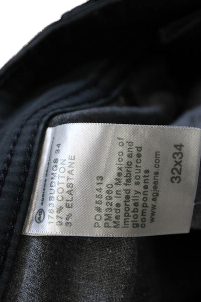 AG Adriano Goldschmied Mens Straight Jeans Black Button Cotton Blend Size 32