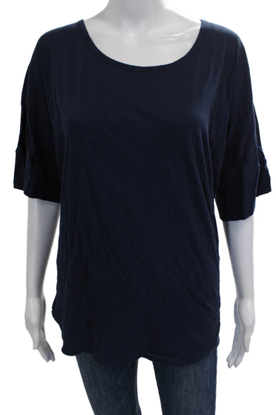 John Patrick Women Basic T-Shirt Blue 100% Cotton Short Sleeve Size One Size