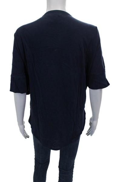John Patrick Women Basic T-Shirt Blue 100% Cotton Short Sleeve Size One Size