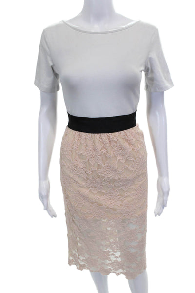 Free People Womens Pencil Dress Lace Midi Gray Boat Neck Cotton Size S