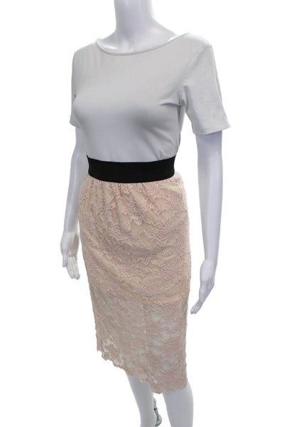 Free People Womens Pencil Dress Lace Midi Gray Boat Neck Cotton Size S