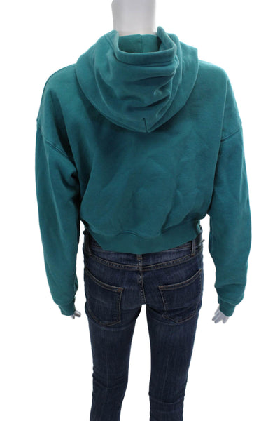 TNA Womens Full Zip Hoodie Green Long Sleeve Cotton Polyester Size S