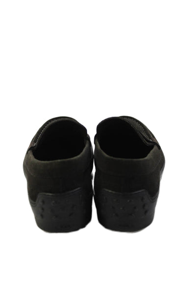 Tods Mens Slip On Round Toe Suede Loafers Dark Brown Size 5